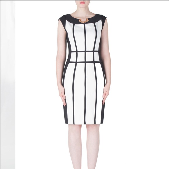 Joseph Ribkoff Black and White Strategic Dress - Picture 1 of 10